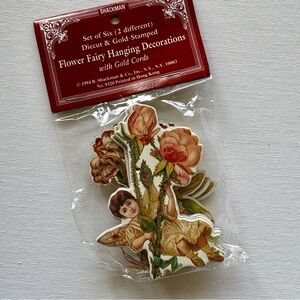 B. Shackman 1994 Flower Fairy Hanging Decorations Set of 6 - 2 Styles